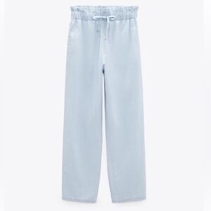 Zara Sky Blue Drawstring Trousers